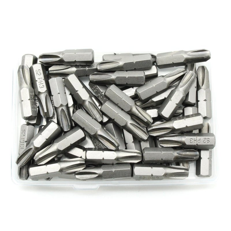 TEMO 50pc PH3 Impact Ready Phillips 1 Inch Screwdriver Insert Bits Hex Shank
