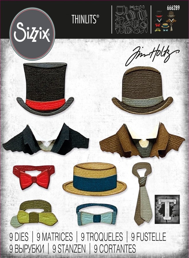 Sizzix Thinlits Die Set 9PK Tailored by Tim Holtz, 666289 - Image 3