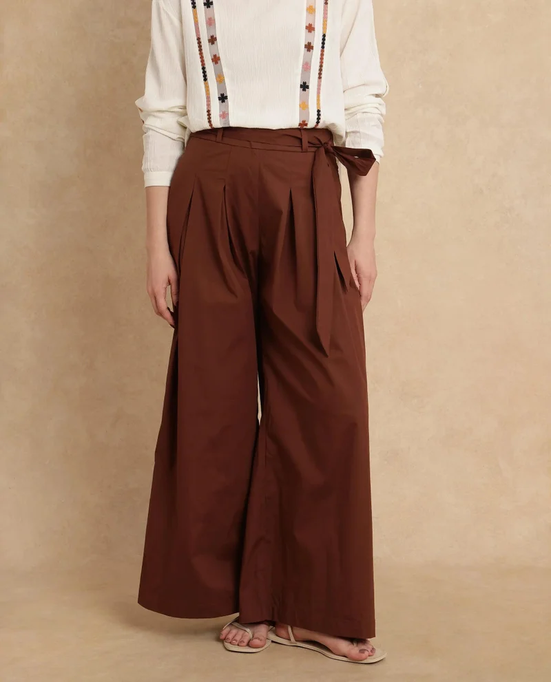 ريريزم Women's Flared Trouser With Fabric Belt
