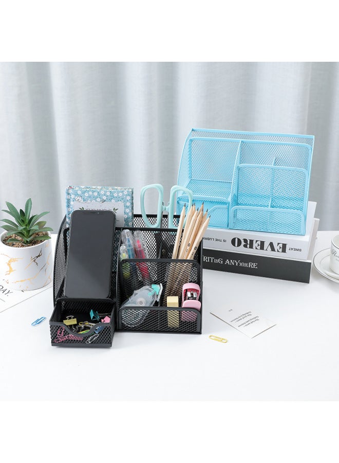 pincai Multi-grid Metal Creative Pen Holder Pen Barrel Multi-functional Office Stationery Storage Drawer Desktop Storage Box - Image 3