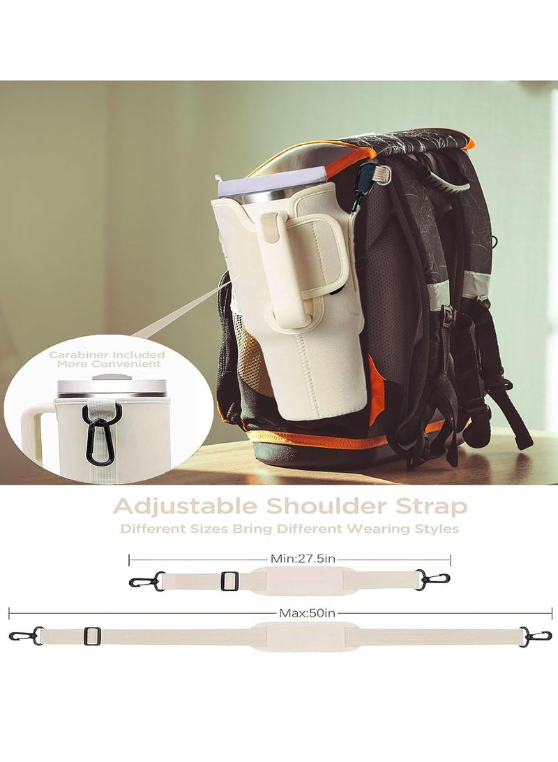 Stanley Water Bottle Carrier Bag for Stanley 40oz Tumbler, Water Bottle Holder with Pouch and Adjustable Strap, Sleeve Accessories with Pocket for 40oz Cup (Black)  - Image 4