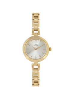 Titan Quartz Analog Champagne Dial Stainless Steel Strap Watch for Women