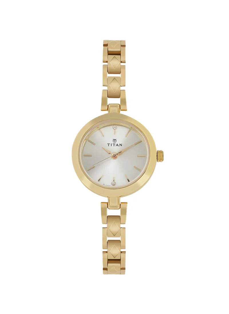 تيتان Titan Quartz Analog Champagne Dial Stainless Steel Strap Watch for Women