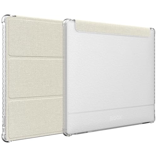 TUDIA SKN FLIP Designed for Onyx Boox Go 7 / Go Color 7 Case (Gen 1 & 2, 2024/2025) – [Enhanced Auto Wake/Sleep Function] Slim Shockproof Trifold 7" Cover with Transparent TPU Back (Beige) - Image 1