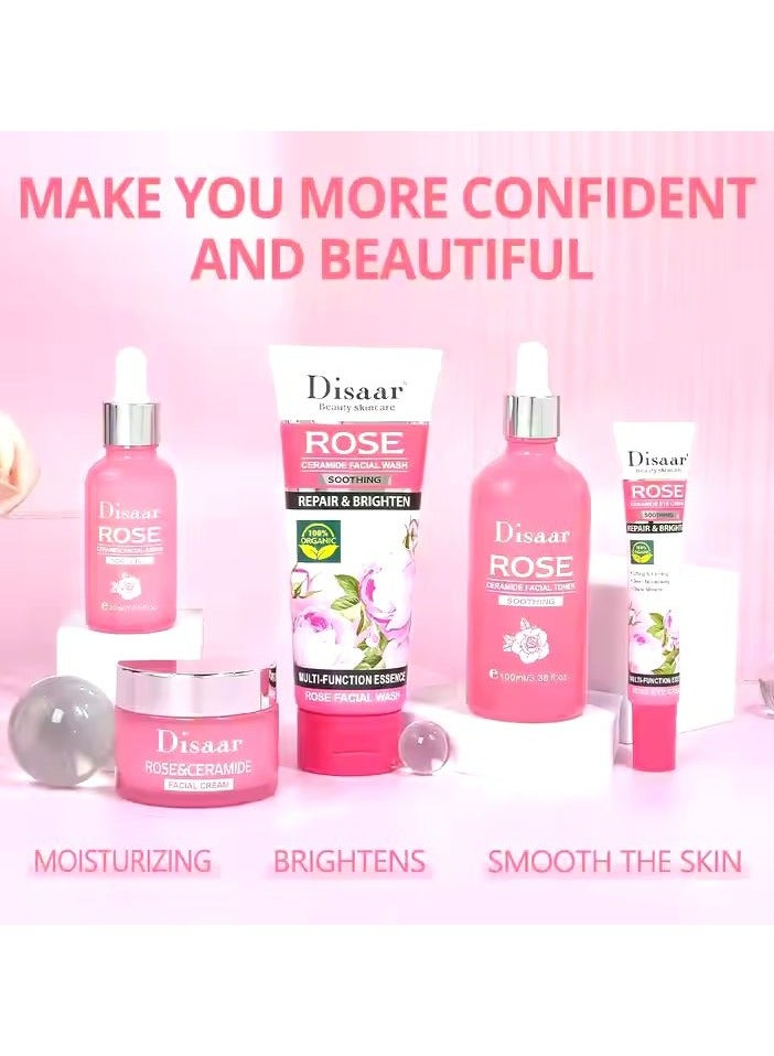 ديسار مجموعة مهدئة للعناية ببشرة الوجه بالورد والسيراميد مكونة من 5 قطع - Image 4
