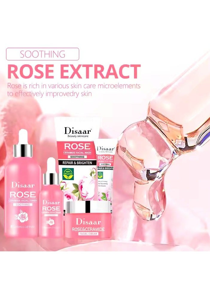 ديسار مجموعة مهدئة للعناية ببشرة الوجه بالورد والسيراميد مكونة من 5 قطع - Image 3