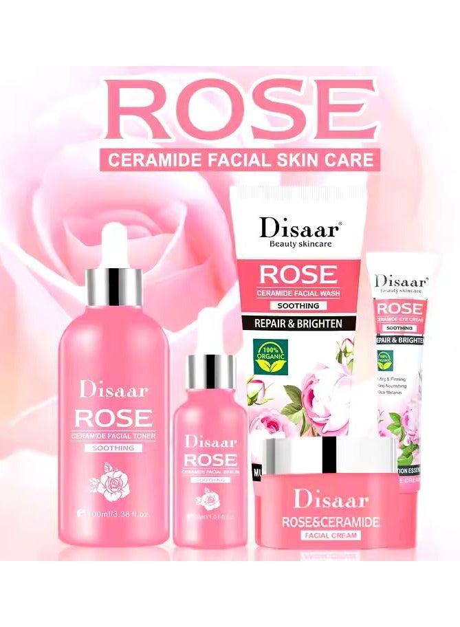 ديسار مجموعة مهدئة للعناية ببشرة الوجه بالورد والسيراميد مكونة من 5 قطع - Image 2