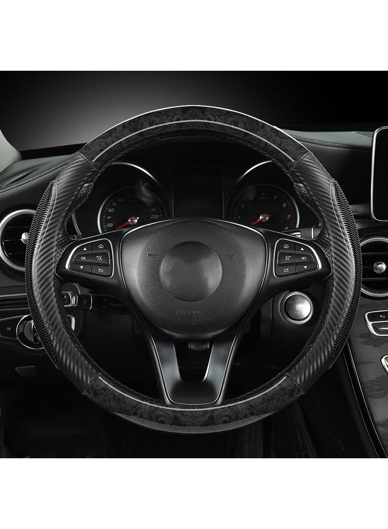 Wood grain synthetic carbon fiber car steering wheel handle cover 38cm
