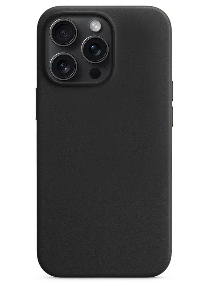 CATANES iPhone 15 Pro Leather Case Compatible with Magsafe Anti-Scratch Leather Case Shockproof Drop Proof Protective Slim Case Black  - Image 4