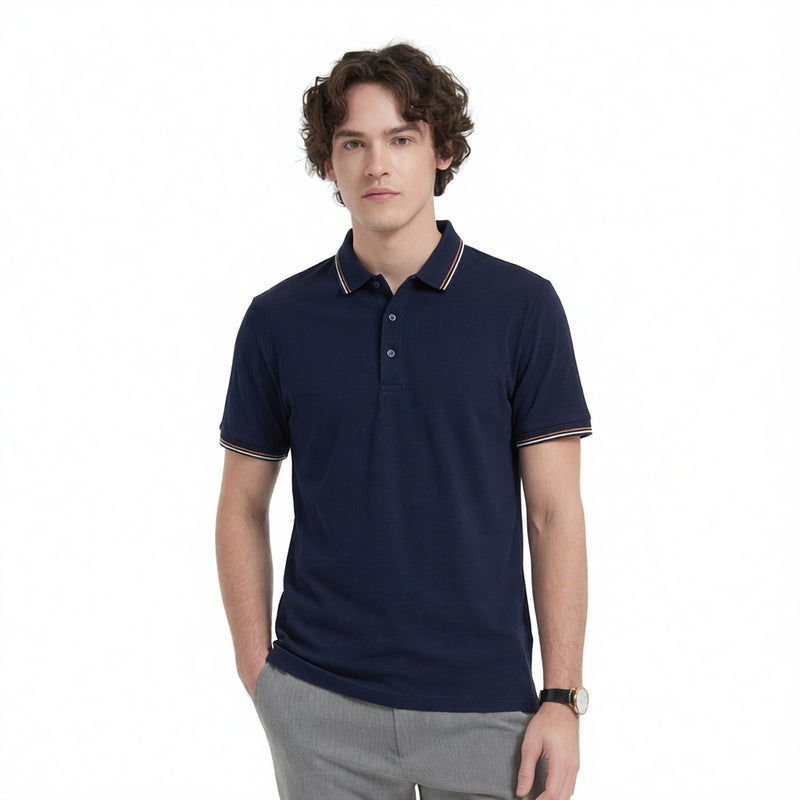 Long Staple Cotton Silky Breathable Short Sleeve Draped Polo Shirt