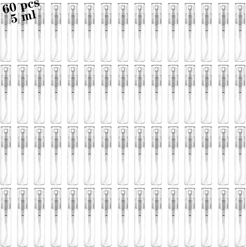 Csdtylh Glass Spray Bottle Atomizer - Refillable 5ml Container for Cleaning, Travel, Essential Oils, Perfume - 60 Pcs - Image 1