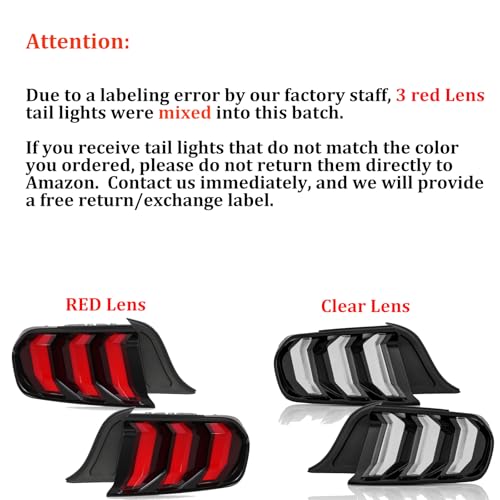 corkiauto LED Tail Lights Assembly Compatible with 2015-2023 Ford Mustang Euro Taillights, Rear Brake Lamp w/Sequential Signal Light,Clear Lens - Image 2
