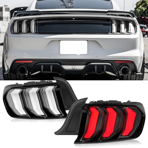 corkiauto LED Tail Lights Assembly Compatible with 2015-2023 Ford Mustang Euro Taillights, Rear Brake Lamp w/Sequential Signal Light,Clear Lens - Image 1