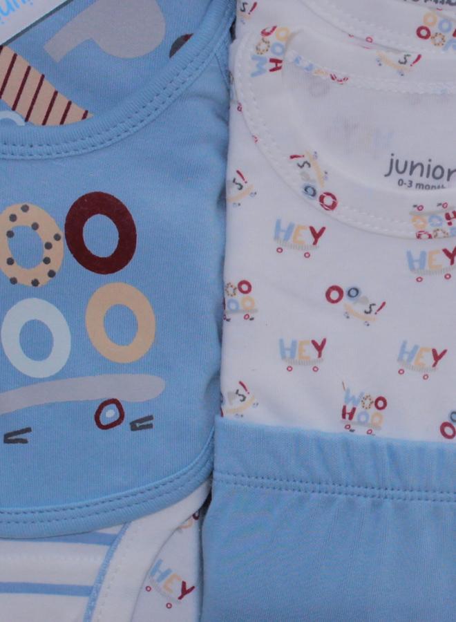 جونيور بوكس هدايا قطن بيبي للاولاد الصغار الصغار – أزرق سماوي "ووهو" (١٠ قطع) - Image 3