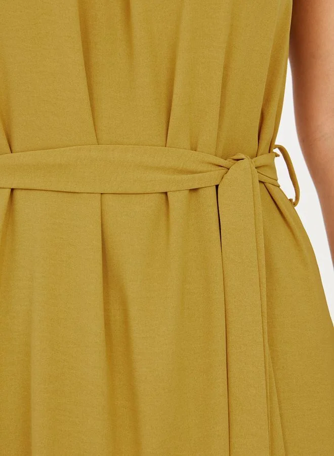 Styli Gathered Detail Strappy A-Line Maxi Dress