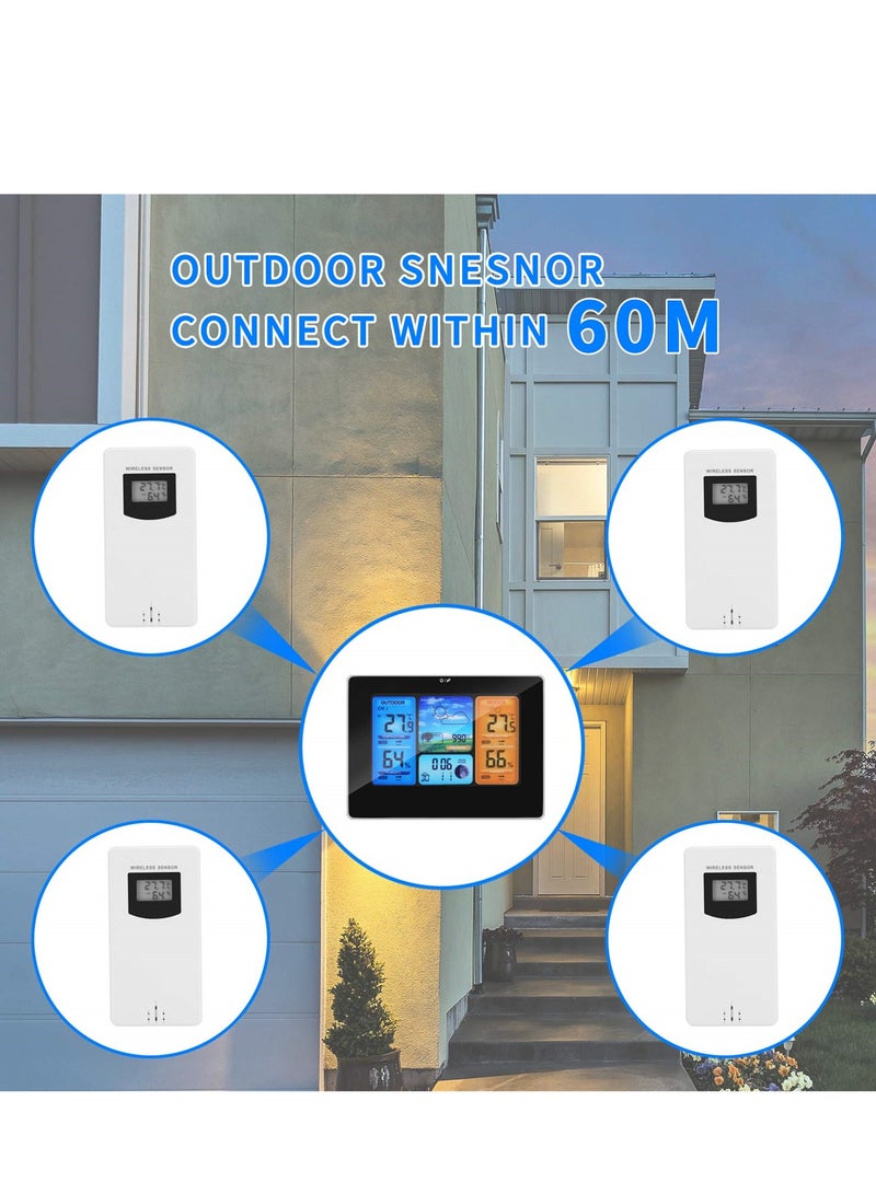 SYOSI Wireless Weather Station with Indoor and Outdoor Monitoring, LCD Display, Temperature, Humidity, Barometric Pressure, Moon Phase, Alarm Clock for Home, Office, Garden, Black - Image 4