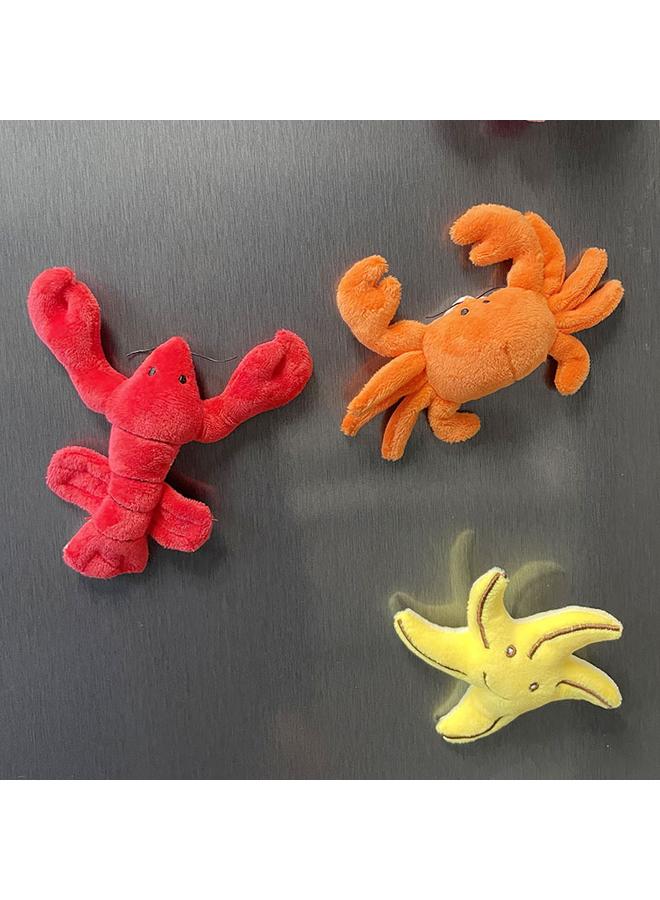 Bluejw Sea Animal Doll Refrigerator Stereo Turtle Plush Toy Cute Underwater World Magnet Clownfish Lobster - Image 5