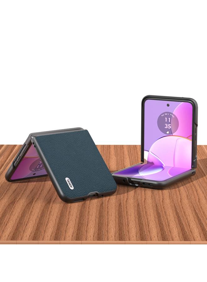 اس-توب جراب لهاتف Motorola Razr 40 من ABEEL مصنوع من الجلد الطبيعي + PC بنسيج الليتشي - Image 2