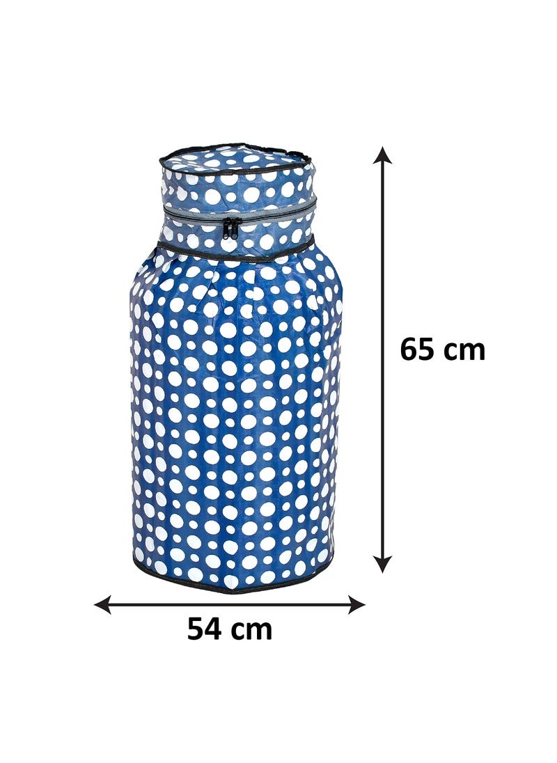Kuber Industries Kuber Industries Dot Printed StainDustWater Proof PVC Lpg Gas Cylinder Cover Blue WhiteHS43KUBMART25622  - Image 5