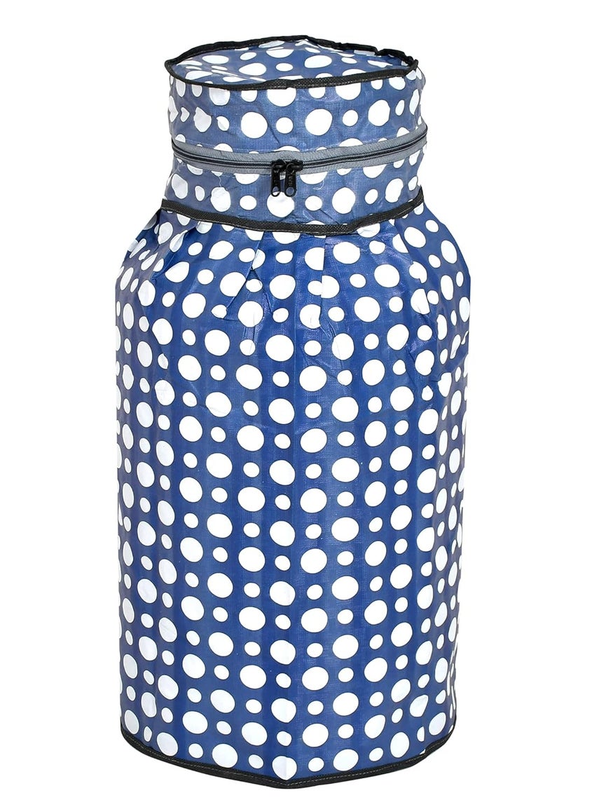 Kuber Industries Kuber Industries Dot Printed StainDustWater Proof PVC Lpg Gas Cylinder Cover Blue WhiteHS43KUBMART25622  - Image 2