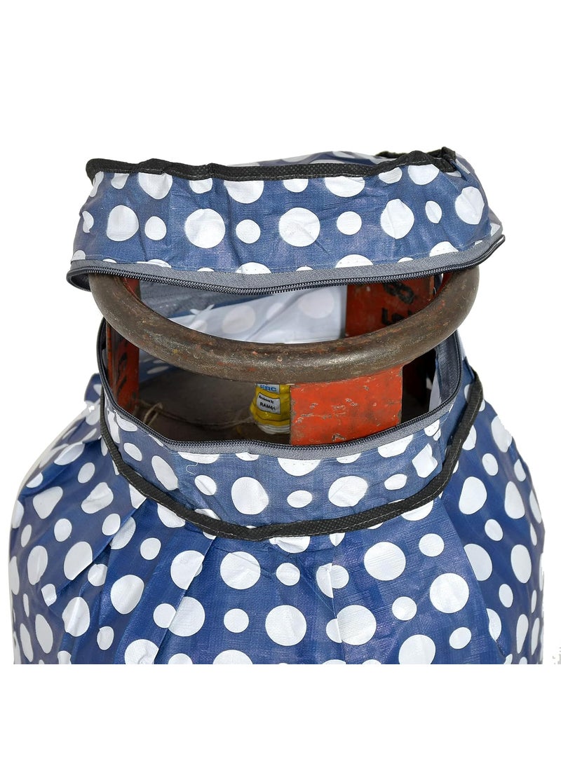 Kuber Industries Kuber Industries Dot Printed StainDustWater Proof PVC Lpg Gas Cylinder Cover Blue WhiteHS43KUBMART25622  - Image 4