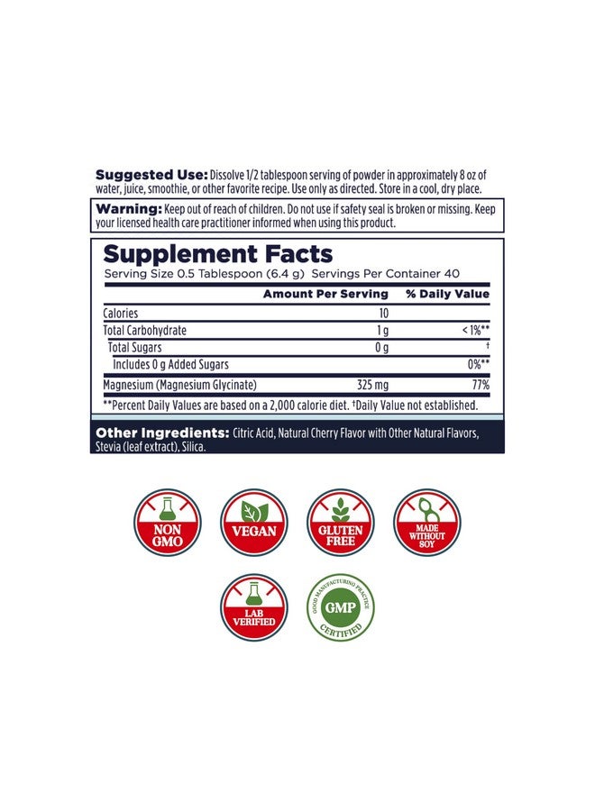 KAL Calming Magnesium Powder - Cherry Flavor Magnesium Supplement - High Absorption, Relaxation Support, No Added Sugar, Vegan, Gluten Free, Made Without Soy - 40 Servings, 9 oz - Image 2