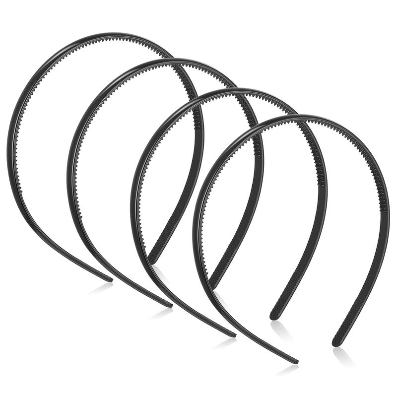 Sibba Headbands Head Hair Bands 4 Pieces Non Slip Plastic Thin Teeth Comb Skinny Hairband Easter Party Hairstyling Accessory Make Up Headwear For Women Men