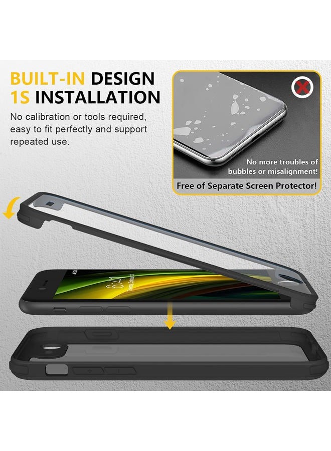 Miracase for iPhone SE Phone Case 3rd/2nd Generation 2022 2020 Full-Body with Built-in Glass Screen Protector, Heavy Duty 360° Protective Shockproof Bumper Cover for iPhone 8/SE 4.7 Inch, Black - Image 4