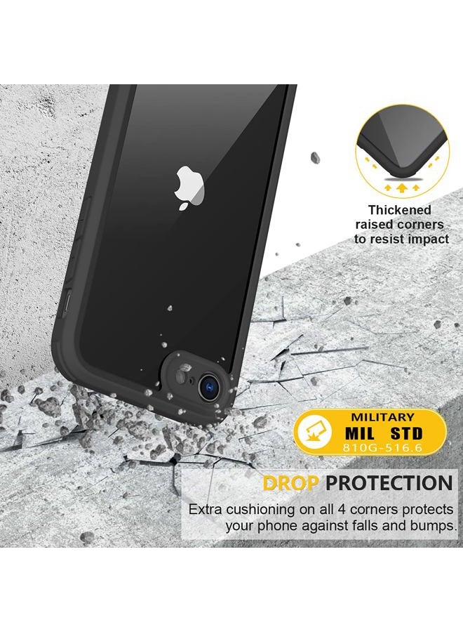 Miracase for iPhone SE Phone Case 3rd/2nd Generation 2022 2020 Full-Body with Built-in Glass Screen Protector, Heavy Duty 360° Protective Shockproof Bumper Cover for iPhone 8/SE 4.7 Inch, Black - Image 5