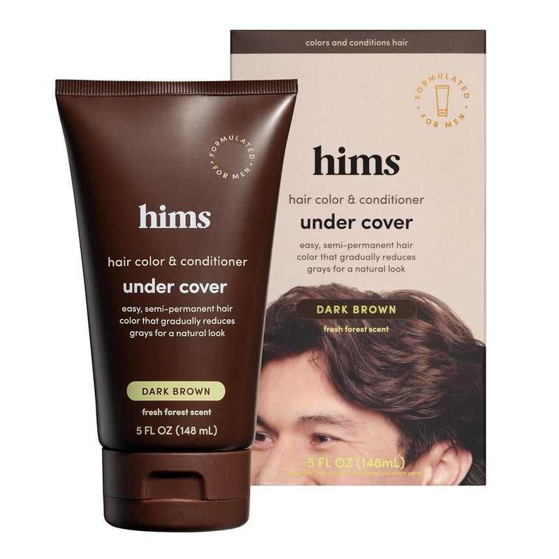 HIMS & HERS HIMS Under Cover Hair Color  Conditioner  Dark Brown for Men 5 fl oz  Semi Permanent Hair Color Deep Conditioning Blends Grays Fresh Forest Scent