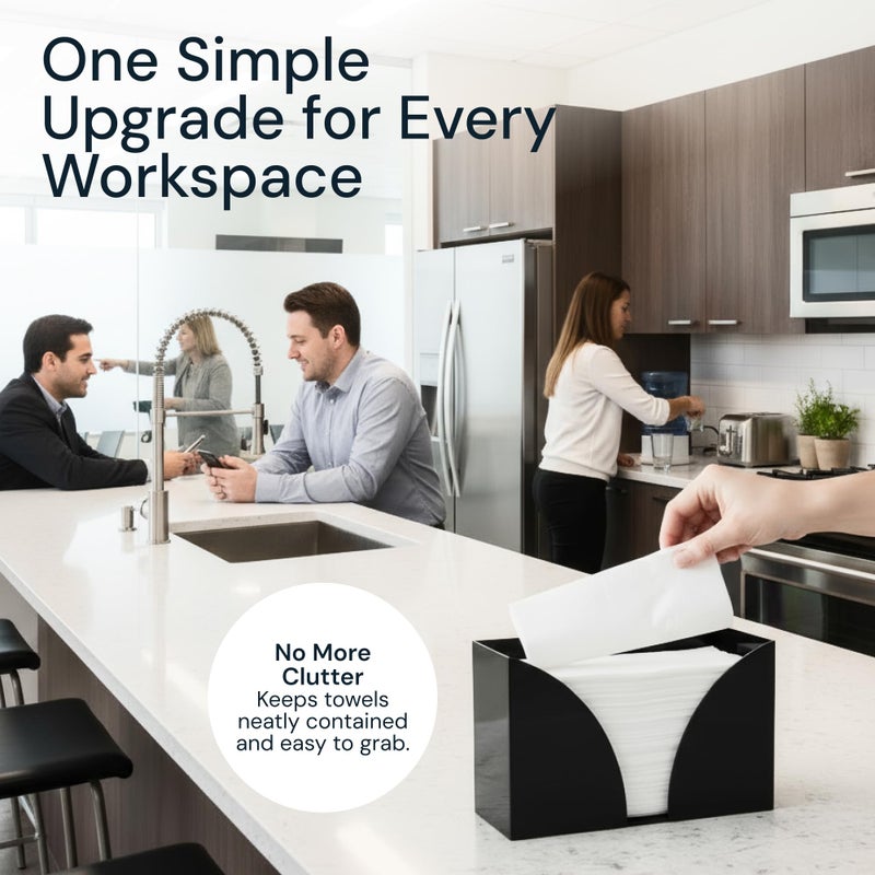 SimplyImagine حامل مناديل ورقية أسود SimplyImagine - موزع سطح الطاولة من الأكريليك مع صينية مناشف مستطيلة وغطاء صندوق مناديل - ملحقات الحمام، منظم ومخزن مناديل C-Fold وZ-Fold وMultifold - Image 5