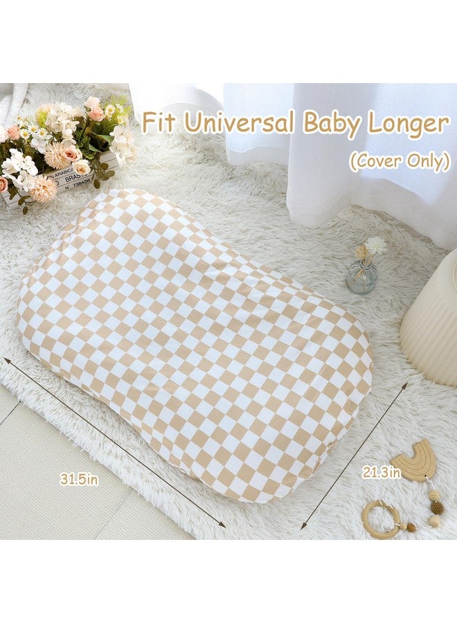 DILIMI DILIMI Baby Lounger Cover for Boys and Girls, Removable Cover Ultra Soft Comfortable Lounger Slipcover, Light Brown Checkerboard (Lounger not Included)  - Image 2