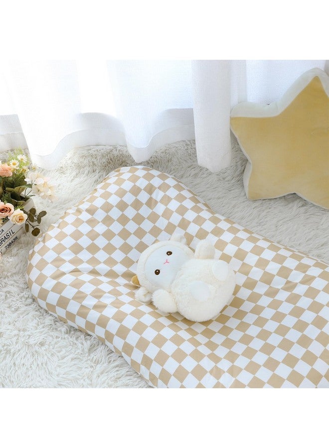 DILIMI DILIMI Baby Lounger Cover for Boys and Girls, Removable Cover Ultra Soft Comfortable Lounger Slipcover, Light Brown Checkerboard (Lounger not Included)  - Image 4