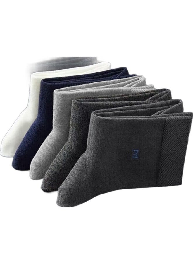 COTTON Xiaonian 24 Years Autumn And Winter New Men'S Mid-Tube Socks【100% Pure Cotton Antibacterial And Odor-Resistant】Breathable Business Long Socks 6 Pairs - Image 1