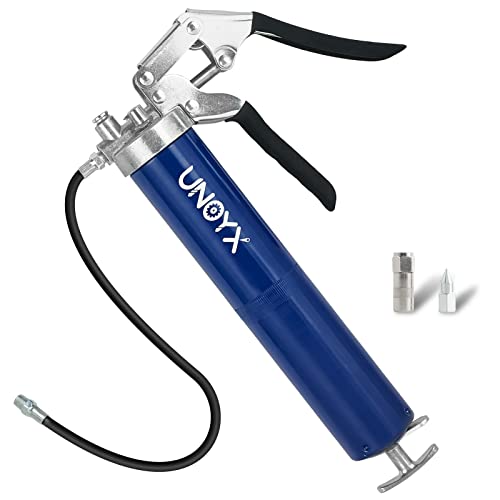 UNOYX مسدس شحم UNOYX سعة 14 أونصة، ضغط 6000PSI، مسدس شحم ثقيل، مجموعة مسدس شحم للسيارات، موصل قياسي ومحول أنف إبرة، للسيارات والشاحنات والجرارات والمحامل البحرية - Image 1
