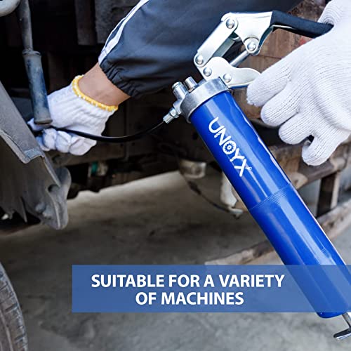 UNOYX مسدس شحم UNOYX سعة 14 أونصة، ضغط 6000PSI، مسدس شحم ثقيل، مجموعة مسدس شحم للسيارات، موصل قياسي ومحول أنف إبرة، للسيارات والشاحنات والجرارات والمحامل البحرية - Image 5