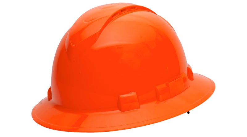 Ridgeline Pyramex Ridgeline Full Brim Hard Hat 4 Point Ratchet Hi Vis Orange Vented - Image 3