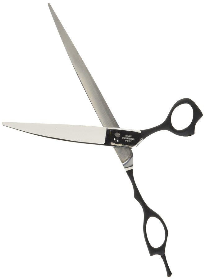 شيرز دايركت مقص قص ياباني من ShearsDirect، مصنوع من الفولاذ المقاوم للصدأ 440C، بتصميم مقبض منحني جانبي، مزود بمقبض مطاطي أسود ومقبض شد قابل للتعديل، بطول 8 بوصات. - Image 2
