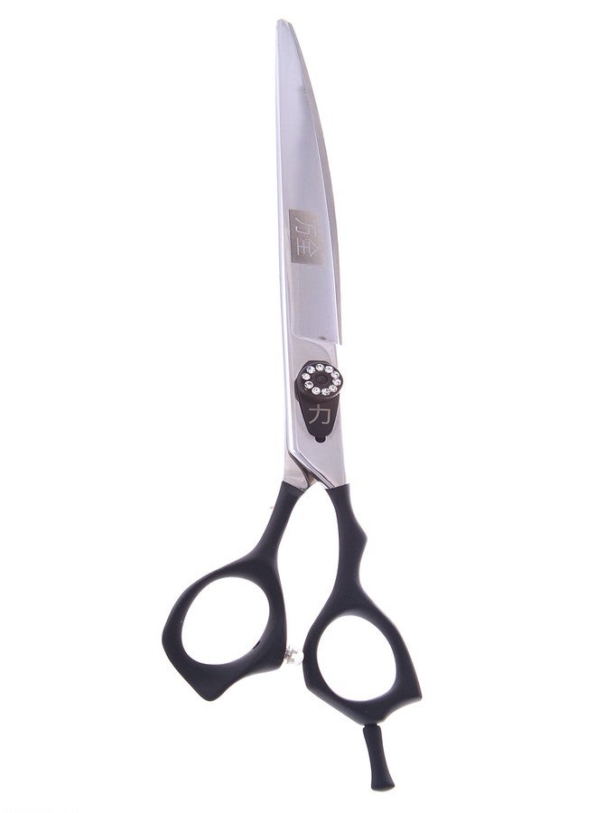 شيرز دايركت مقص قص ياباني من ShearsDirect، مصنوع من الفولاذ المقاوم للصدأ 440C، بتصميم مقبض منحني جانبي، مزود بمقبض مطاطي أسود ومقبض شد قابل للتعديل، بطول 8 بوصات. - Image 1