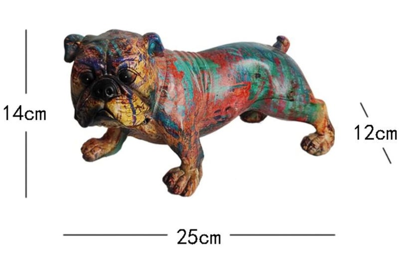 kartfury Colourful Graffiti Bulldog Sculptures Graffiti Art Standing English Bulldog French Bulldog Statue Ornament Colorful Dog Decor Fashion Resin Craft Ornament Dog Lover Gift Bulldog Brown Graffiti - Image 2