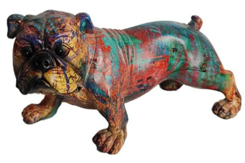 kartfury Colourful Graffiti Bulldog Sculptures Graffiti Art Standing English Bulldog French Bulldog Statue Ornament Colorful Dog Decor Fashion Resin Craft Ornament Dog Lover Gift Bulldog Brown Graffiti - Image 1