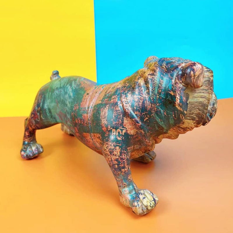 kartfury Colourful Graffiti Bulldog Sculptures Graffiti Art Standing English Bulldog French Bulldog Statue Ornament Colorful Dog Decor Fashion Resin Craft Ornament Dog Lover Gift Bulldog Brown Graffiti - Image 3