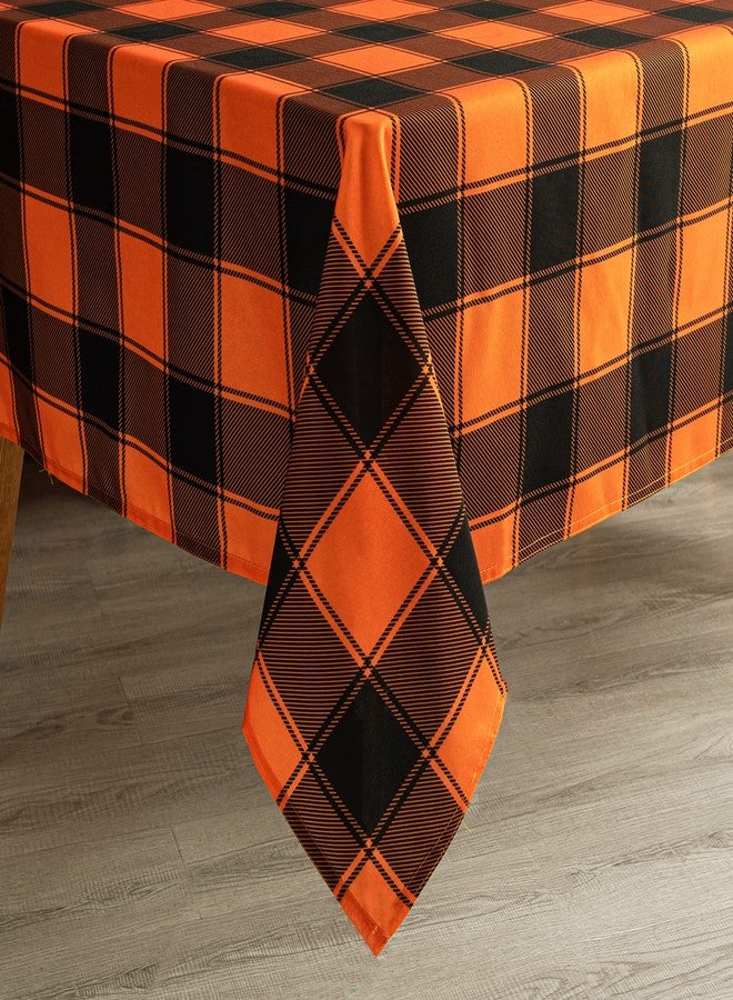 MikiUp Checkered Rectangle Halloween Tablecloth - Waterproof, Wrinkle Resistant and Washable Gingham Table Cloth Decorative Table Cover for Party, Orange/Black 60 x 84 Inch - Image 5