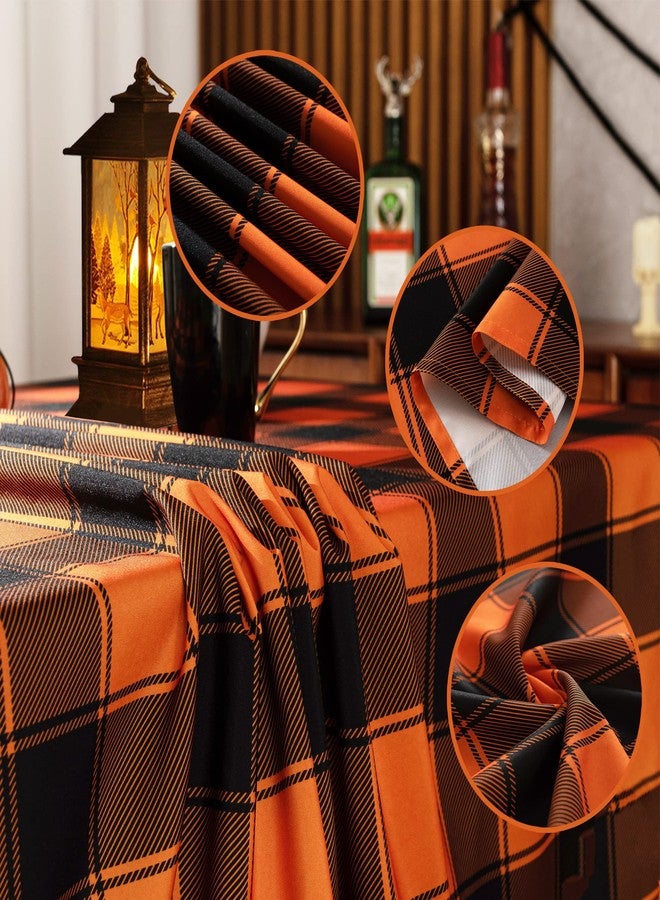 MikiUp Checkered Rectangle Halloween Tablecloth - Waterproof, Wrinkle Resistant and Washable Gingham Table Cloth Decorative Table Cover for Party, Orange/Black 60 x 84 Inch - Image 4