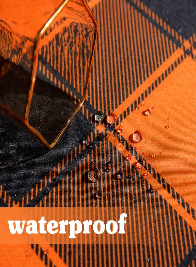 MikiUp Checkered Rectangle Halloween Tablecloth - Waterproof, Wrinkle Resistant and Washable Gingham Table Cloth Decorative Table Cover for Party, Orange/Black 60 x 84 Inch - Image 3
