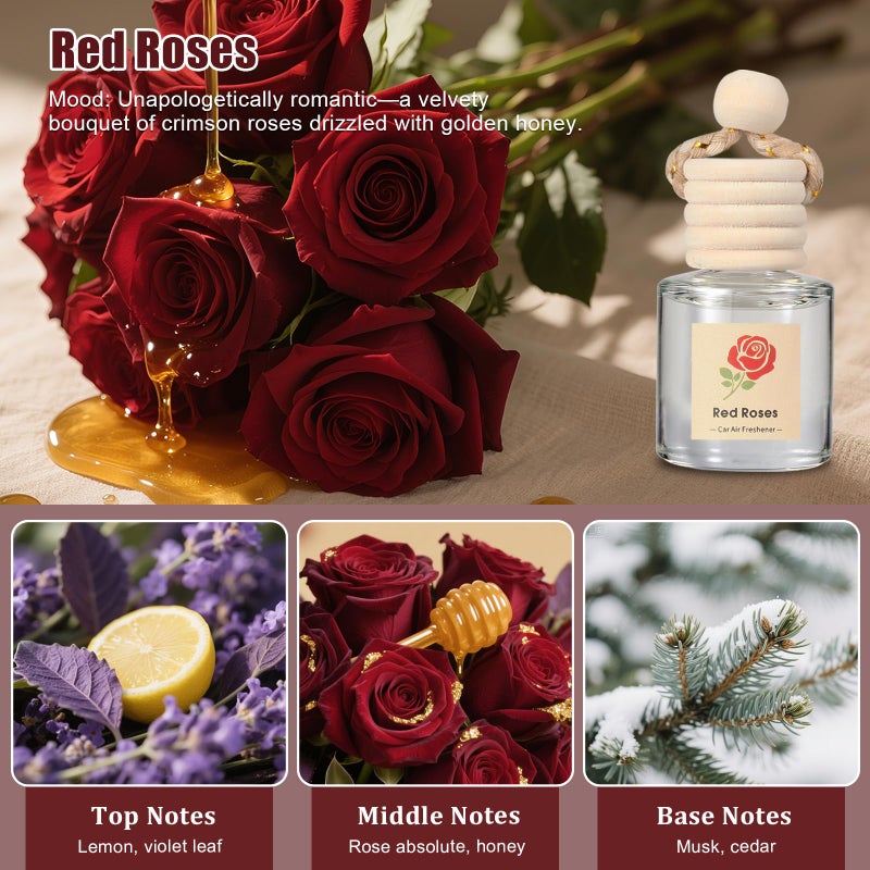 Vietora Eud Car Air Freshener Oil Diffuser - Hanging Long Lasting Scent for Car & Home, Essential Oil Freshener with Adjustable Fragrance (Lavender+Red Roses+Oud Wood+Amber Allure) - Image 5