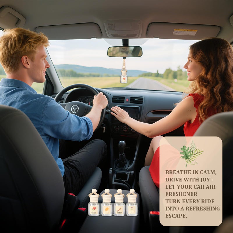 Vietora Eud Car Air Freshener Oil Diffuser - Hanging Long Lasting Scent for Car & Home, Essential Oil Freshener with Adjustable Fragrance (Lavender+Red Roses+Oud Wood+Amber Allure) - Image 2