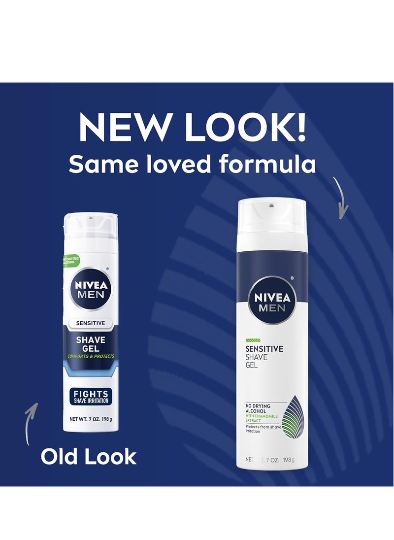 NIVEA MEN NIVEA MEN Sensitive Shave Gel with Vitamin E, Soothing Chamomile and Witch Hazel Extracts, 3 Pack of 7 Oz Cans  - Image 2