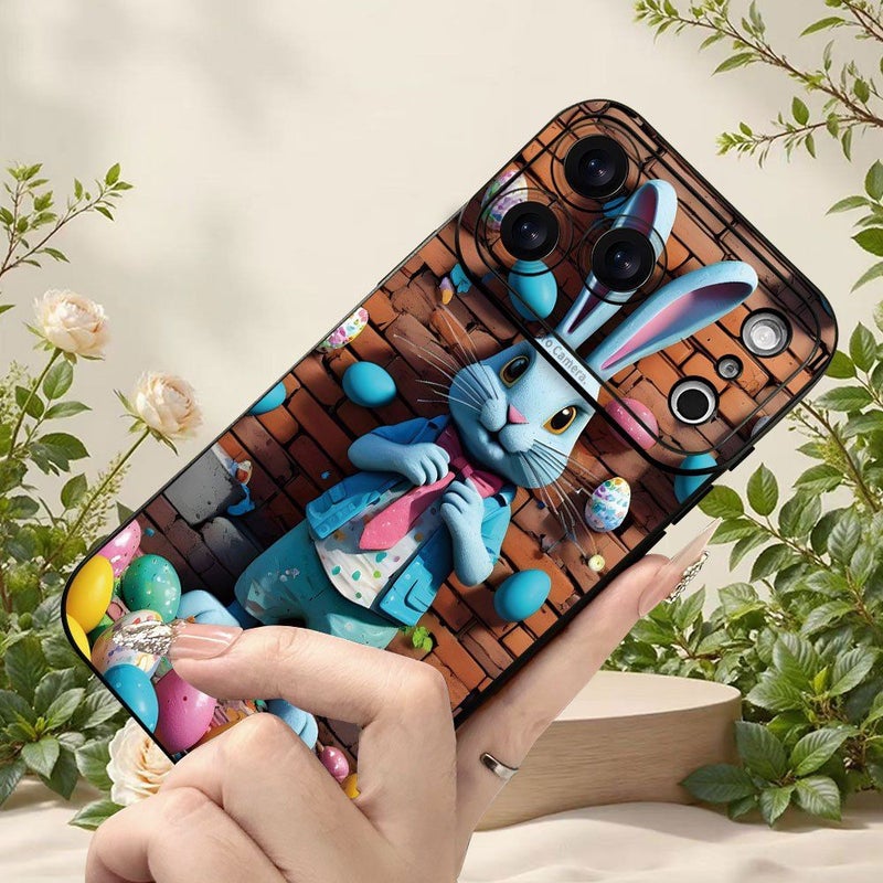 حافظة هاتف لجهاز iPhone 17 Air بتصميم أرنب عيد الفصح غطاء زخرفي احتفالي باللون الأسود - Image 4