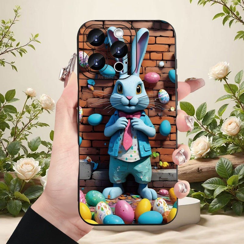 حافظة هاتف لجهاز iPhone 17 Air بتصميم أرنب عيد الفصح غطاء زخرفي احتفالي باللون الأسود - Image 1